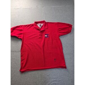 Vintage United Jersey Bank Tennis Classic Polo Shirt Mens Medium Red Cotton
